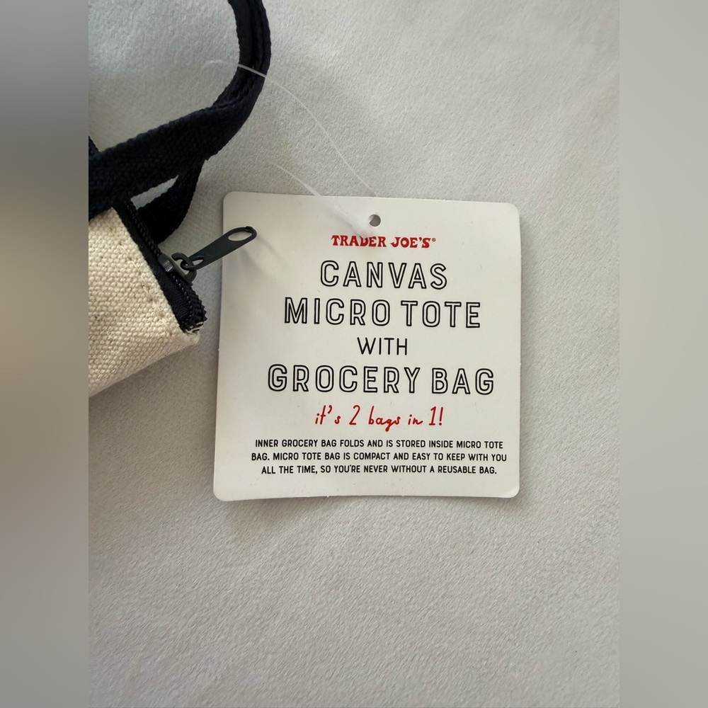 Trader Joes Canvas Micro Tote Navy - Picture 4 of 4